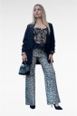 jeans elasticizzato wide leg leopard